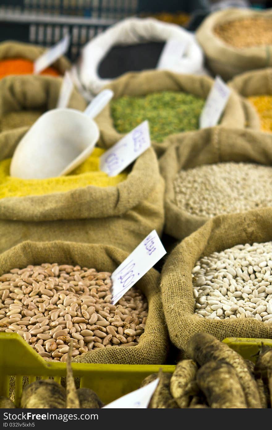 Bean and other seeds in the market. Bean and other seeds in the market