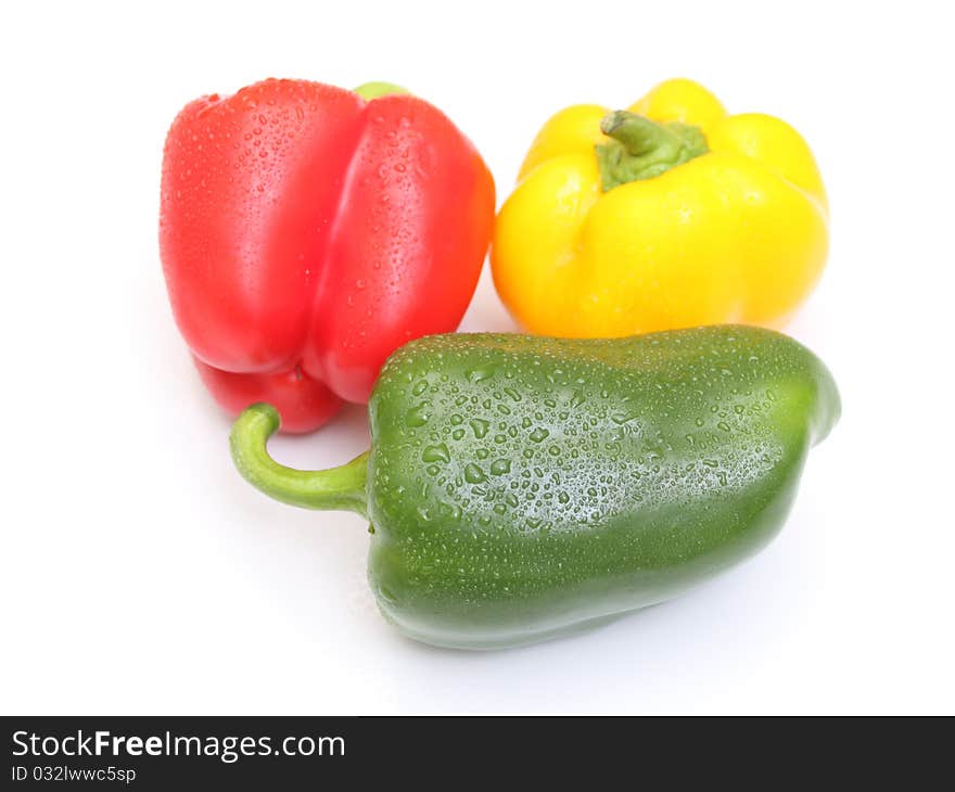 Green red yellow paprika dew freshness