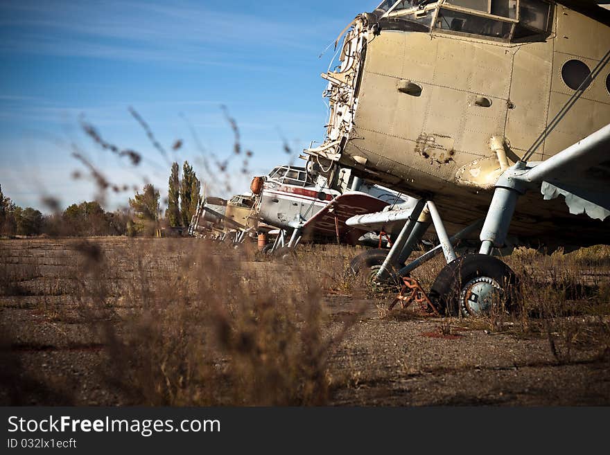 Discarded at the dump plane in an old airfield