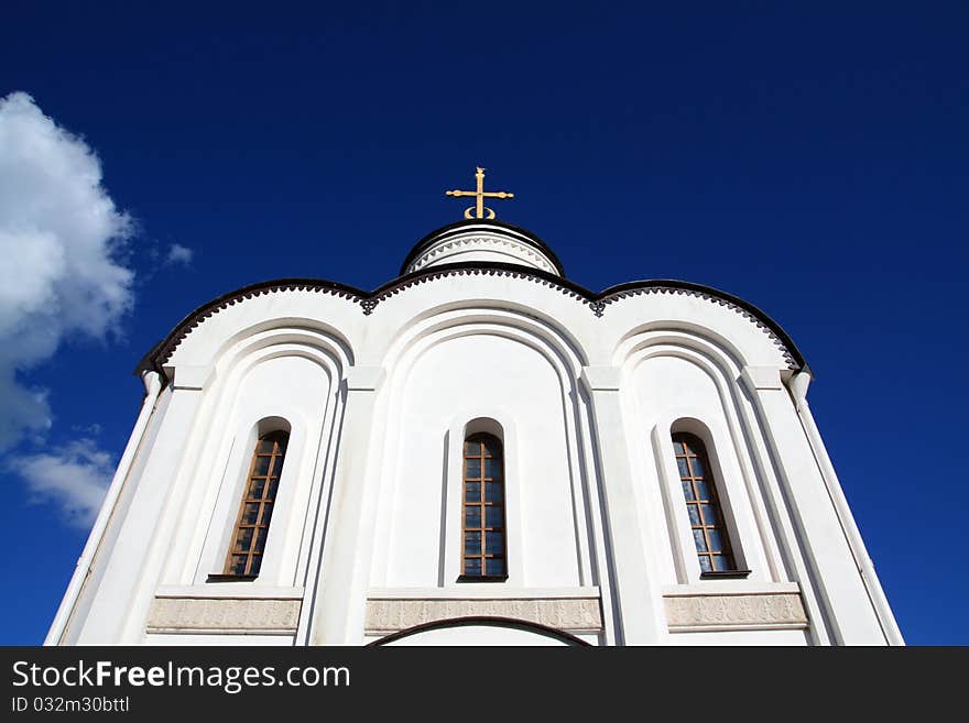 Christian orthodox church on a celestial background