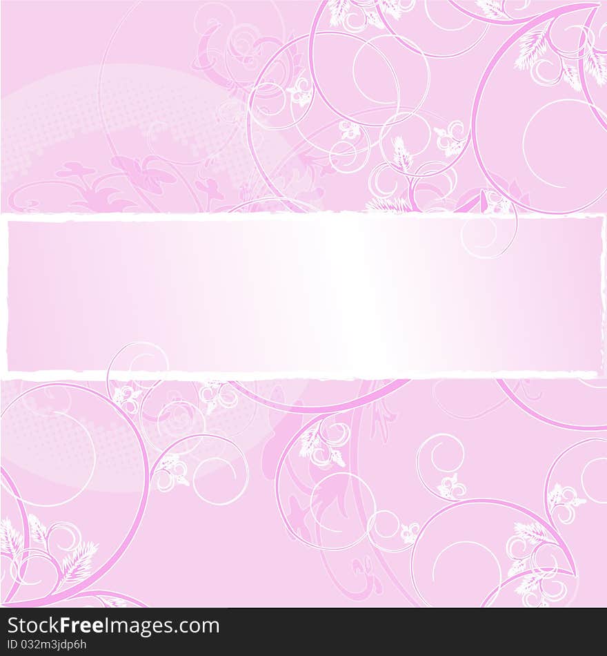 A light pink floral background