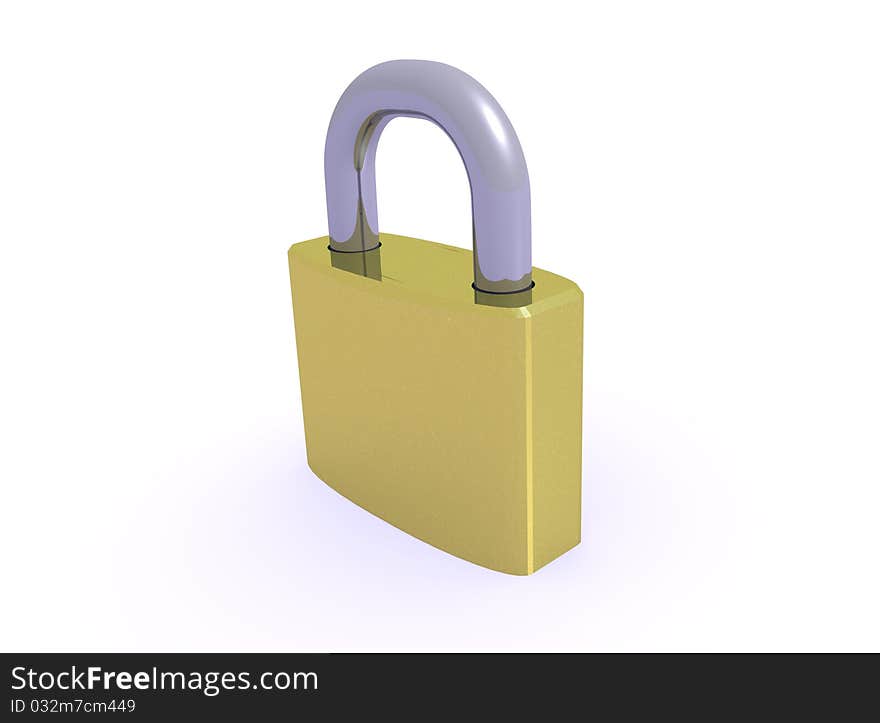 Rendered of a padlock locked on white background. Rendered of a padlock locked on white background