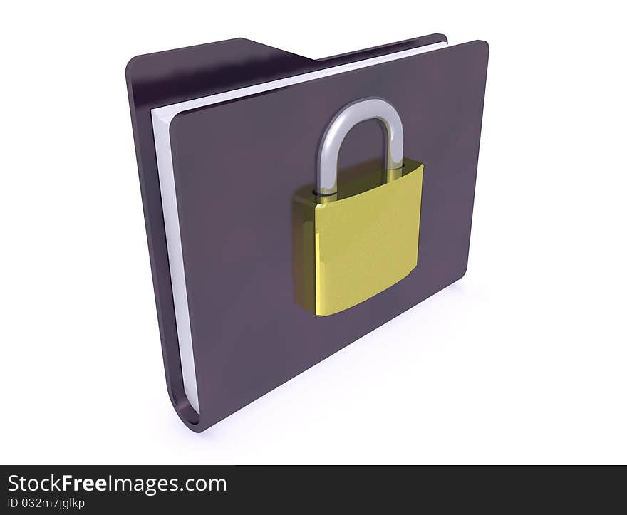 Black folder icon and padlock closed