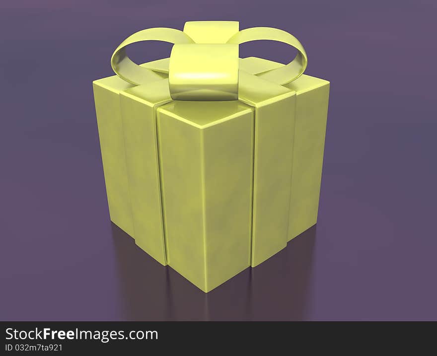 Rendered of a gold gift on black background. Rendered of a gold gift on black background