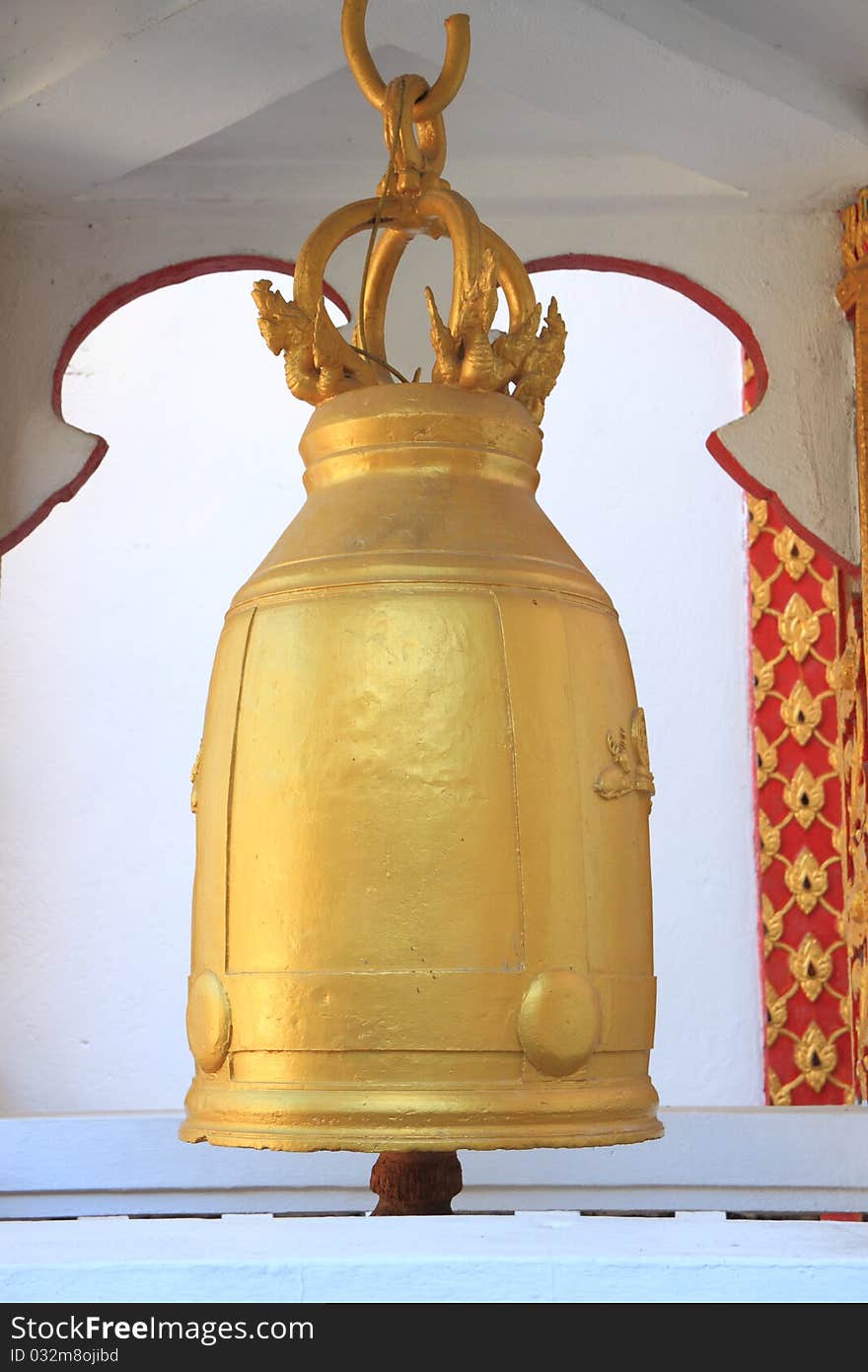 The big golden bell in Buddha temple