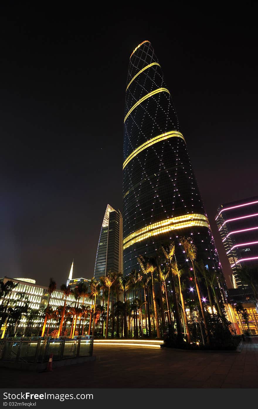 Night scene of Canton,The modern building is Guangzhou International Finance Centre