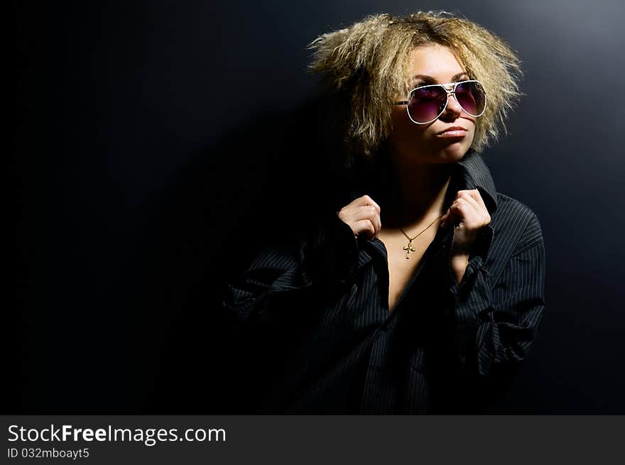 Portrait of the girl with a mad hairdress. Portrait of the girl with a mad hairdress