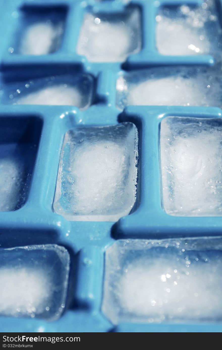 Many Icecubes in plastic form