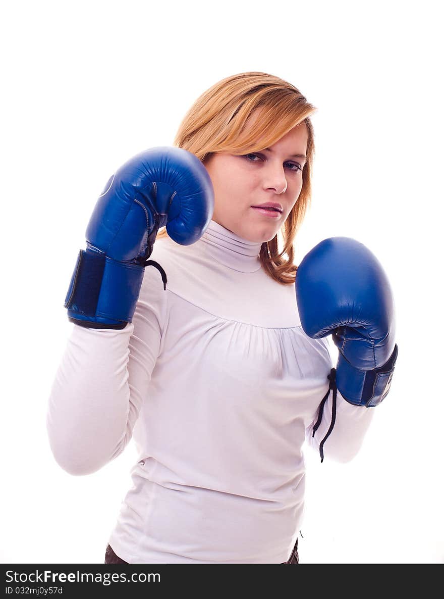 Girl in boxing gloves