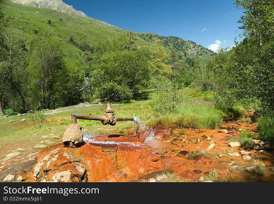 Exit place on a surface of the earth of mineral water. Exit place on a surface of the earth of mineral water