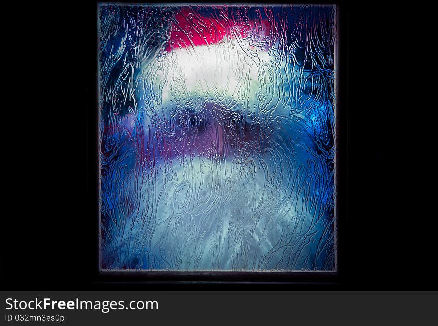 Santa Claus behind the glass