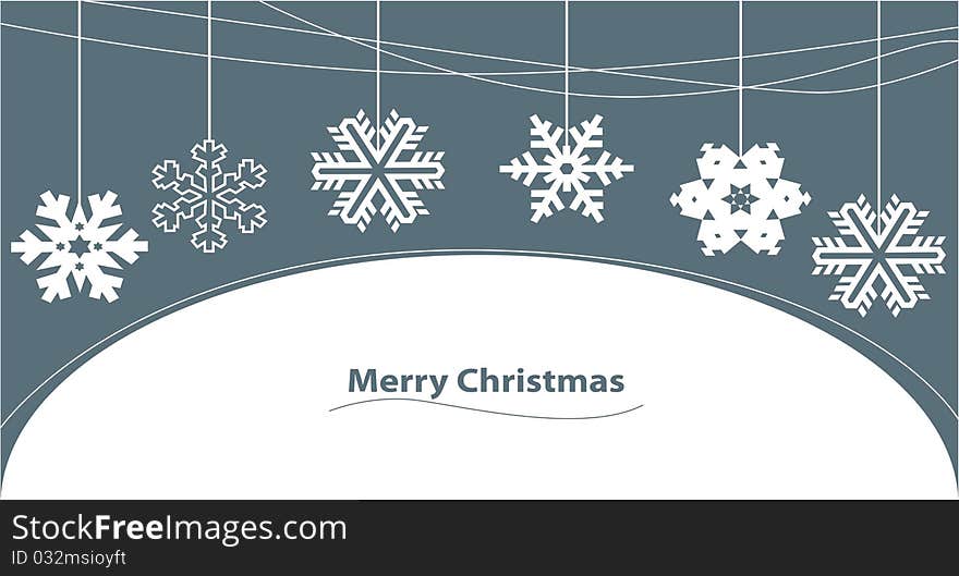 Merry christmas greeting card with snowflake