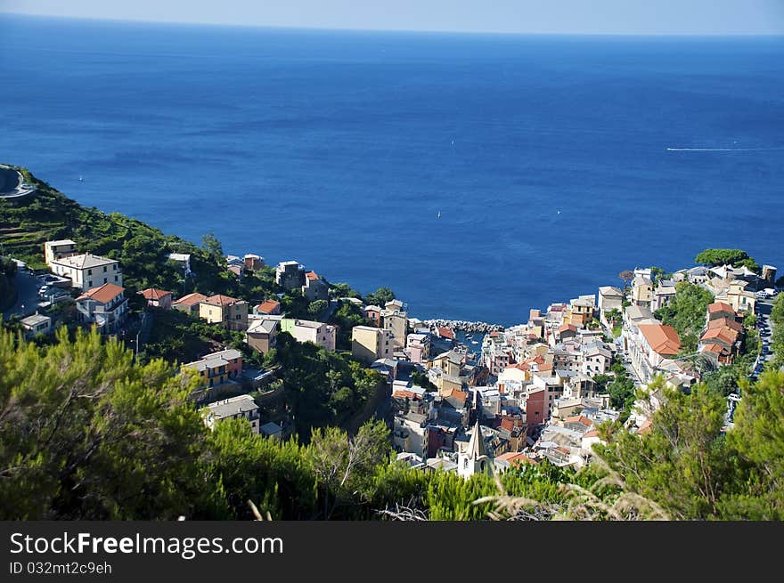 Panoramic view of Riomaggiore at Cinque terre, Italy. Panoramic view of Riomaggiore at Cinque terre, Italy