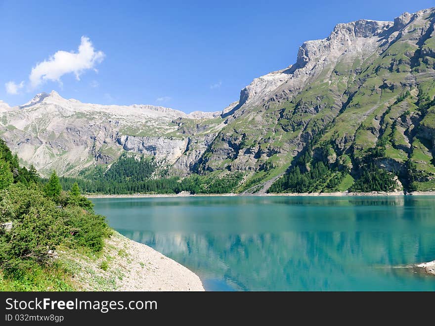 Lake in the mountains of Switzerland. Lake in the mountains of Switzerland