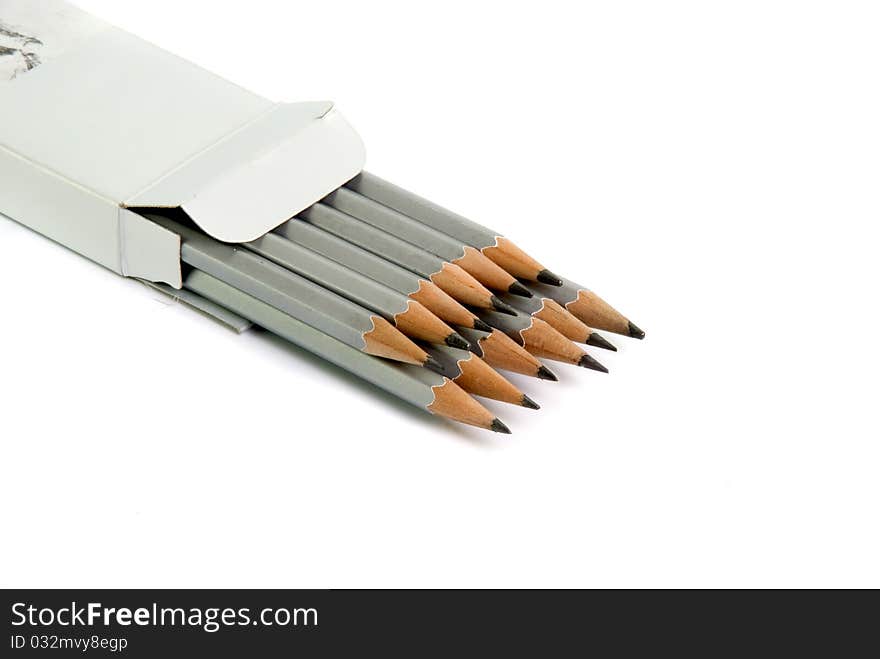 Set of graphite pencils against white background