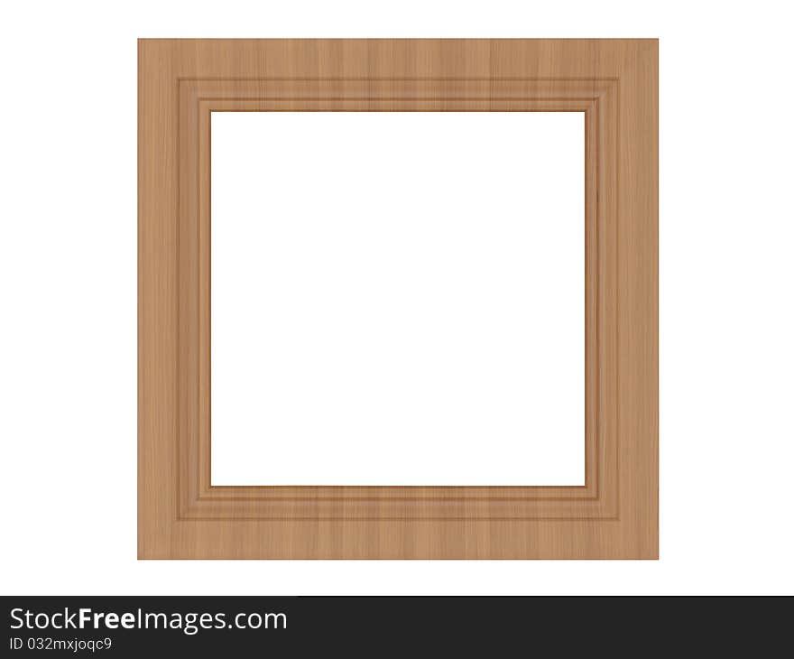 Wooden empty picture frame isolated