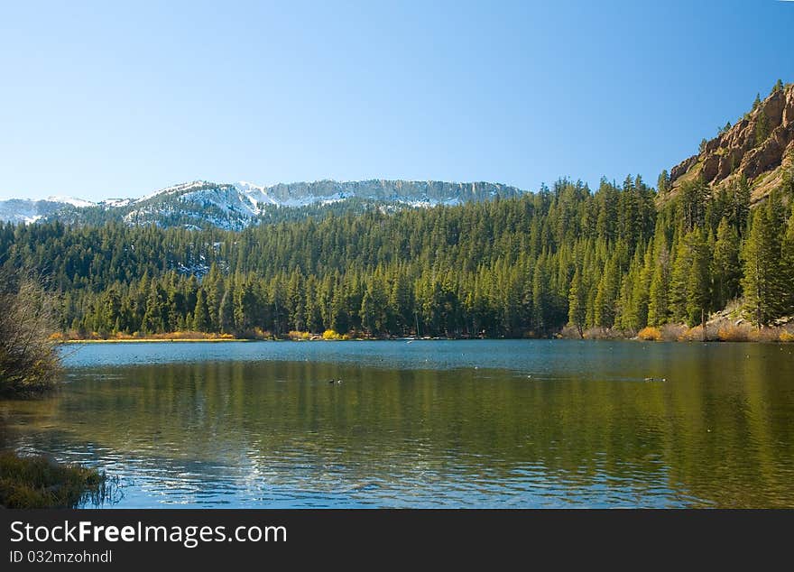 Scenic view of a Mountain and Lake in the Eastern Sierra