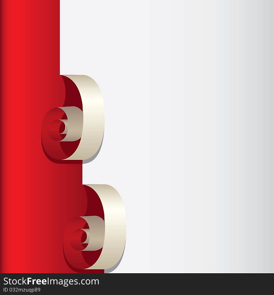 Red-white abstract background with curls