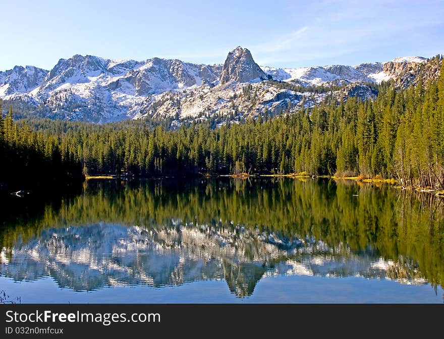 Scenic view of a Mountain and Lake with Reflection in the Easter Sierra