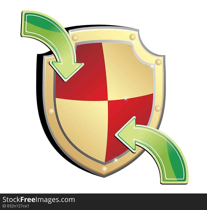 Shield with arrow on white