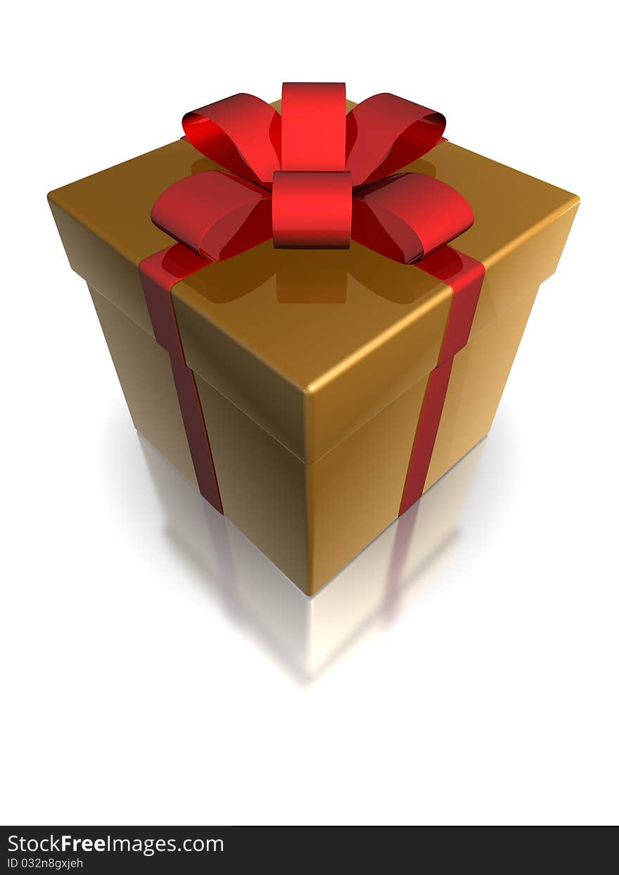 Golden gift box, isolated