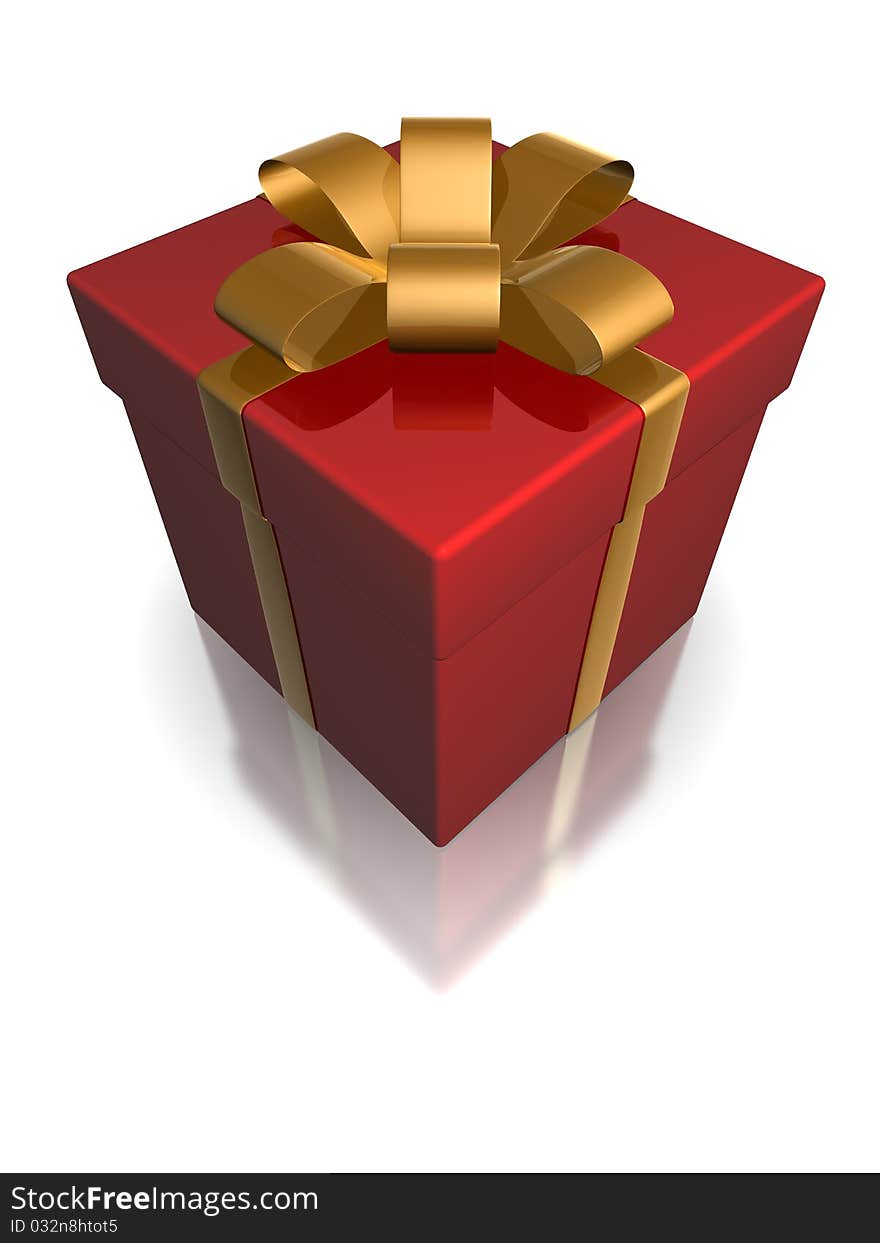 Red gift box, isolated