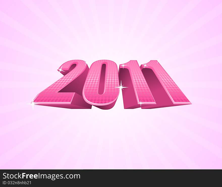 Vector illustration of pink 2011 year on light pink background. Vector illustration of pink 2011 year on light pink background