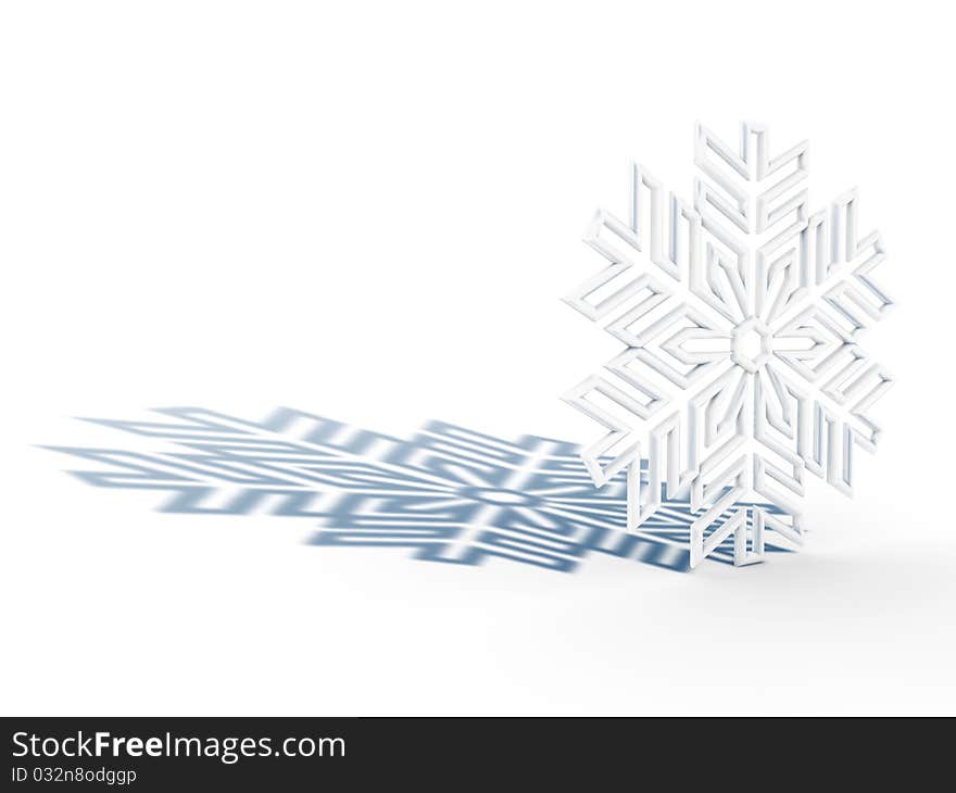 Snowflake with blue shadow, on white background. Snowflake with blue shadow, on white background