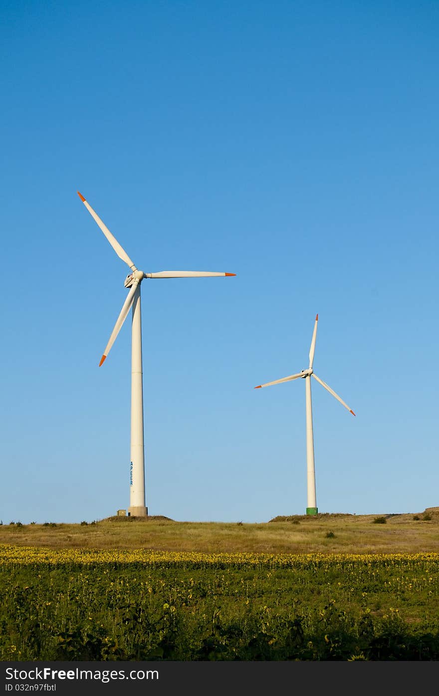 Wind Power Turbines on a hill