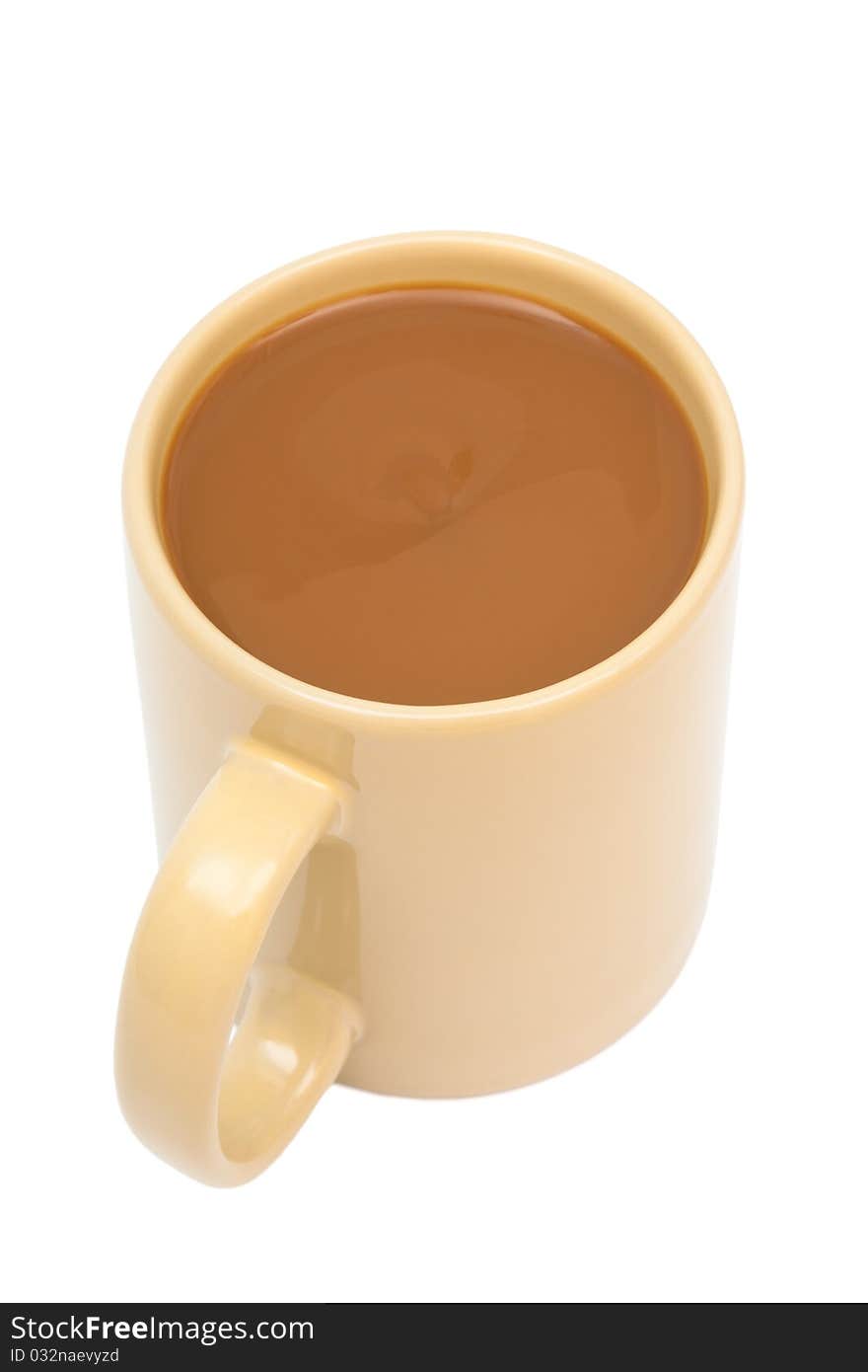 Cup of coffee with milk on white background. Cup of coffee with milk on white background