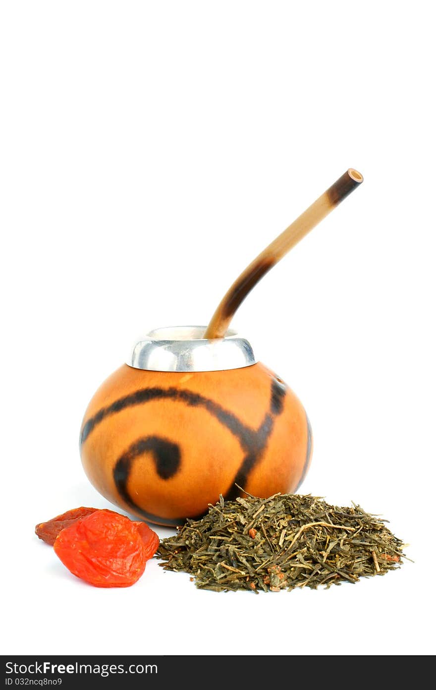 Argentinian Yerba Mate tea attributes - calabash and bombilla. Argentinian Yerba Mate tea attributes - calabash and bombilla