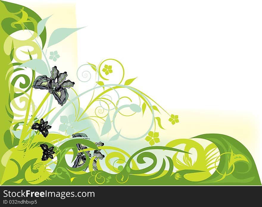 Green decorative flowers design