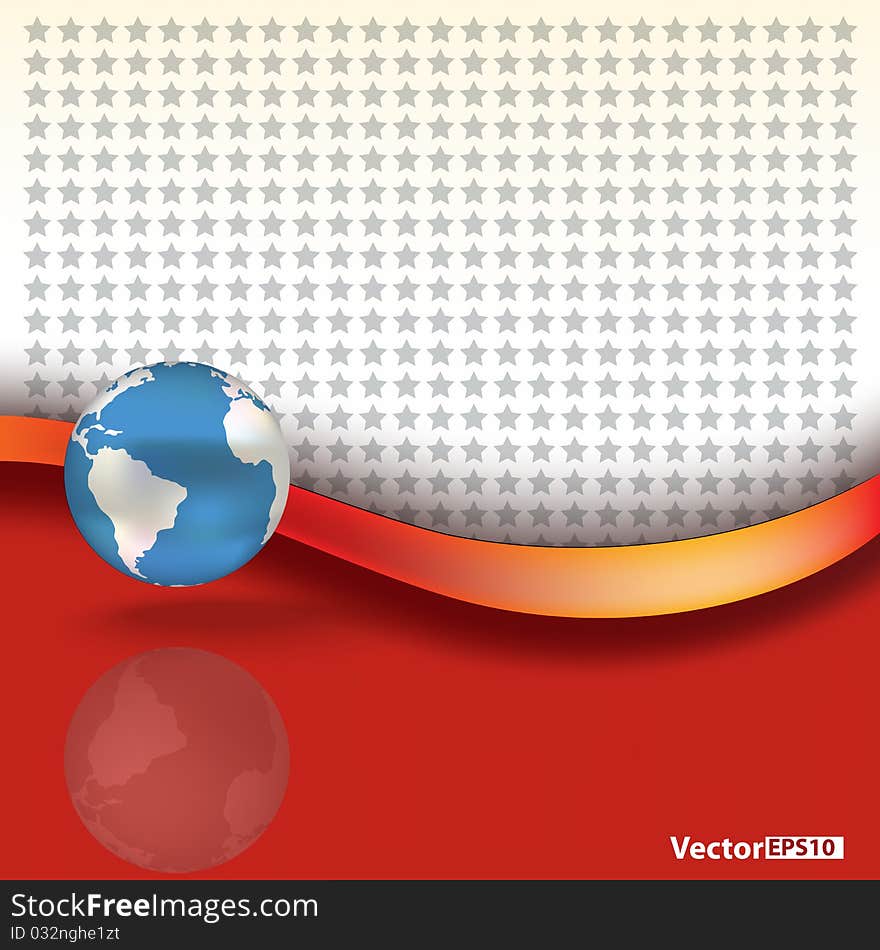 Abstract background with blue globe on red