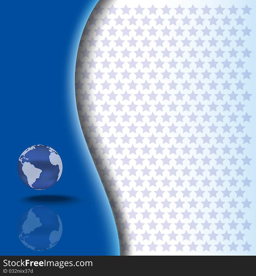 Abstract background with globe and blue stars