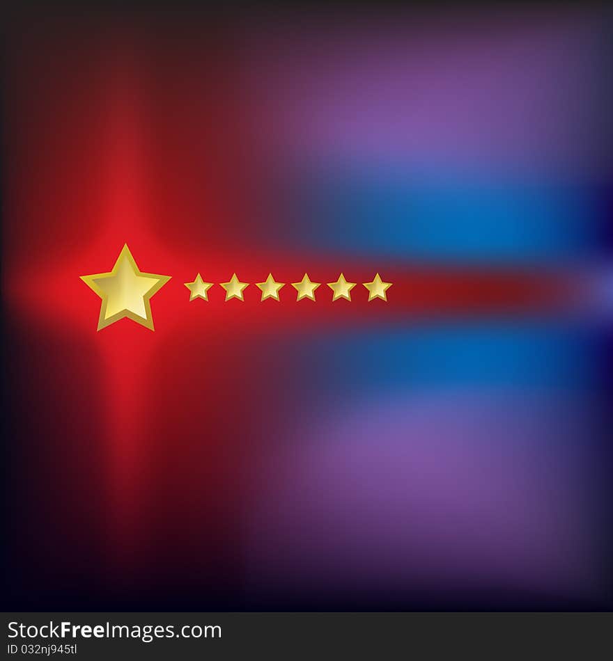 Abstract background with golden stars on red