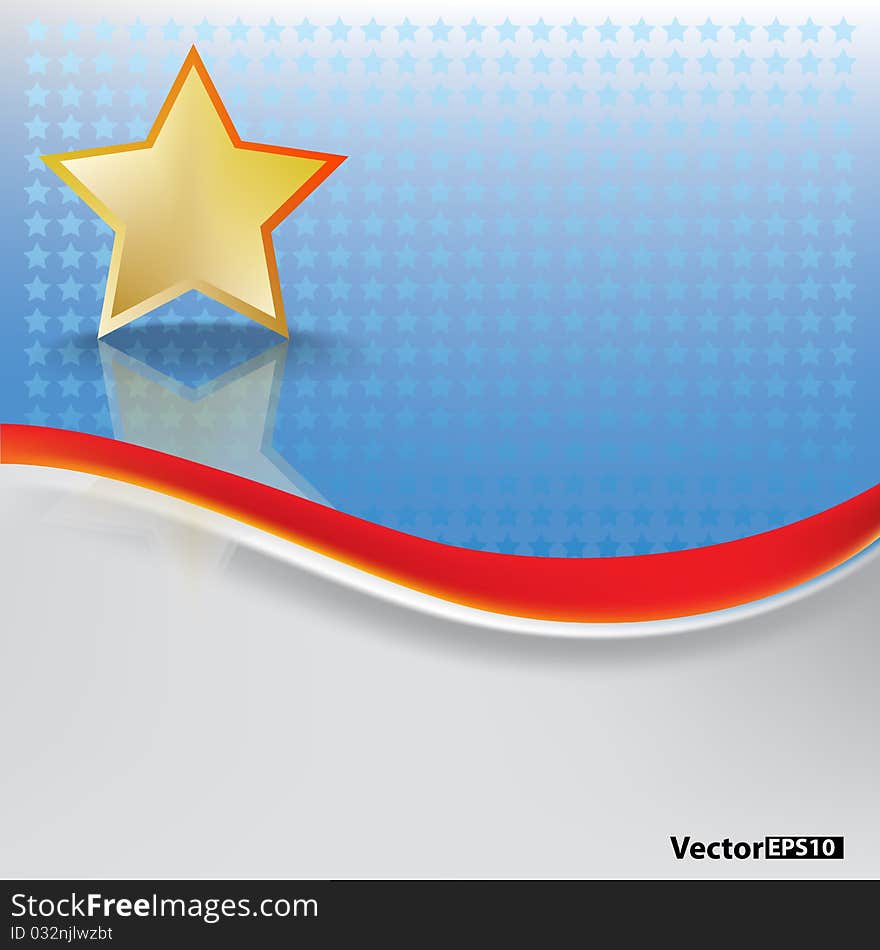 Abstract background with gold star on blue