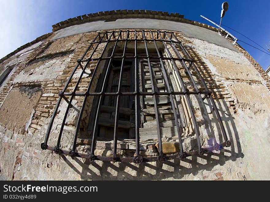 Old window, rural town