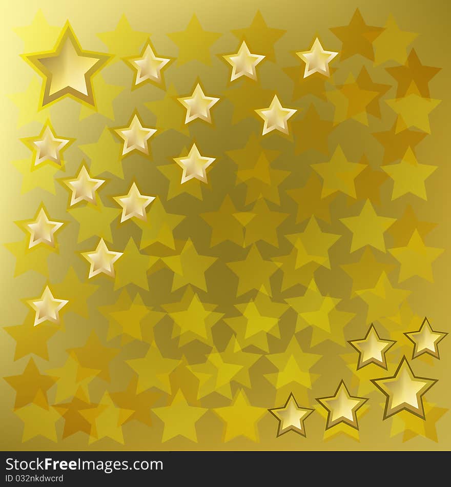 Abstract background with gold stars on green