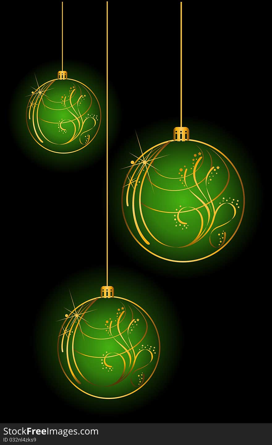 Christmas balls on a black background