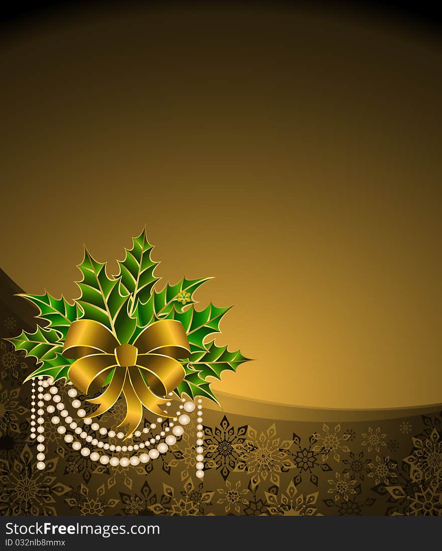 Christmas golden bow on a background