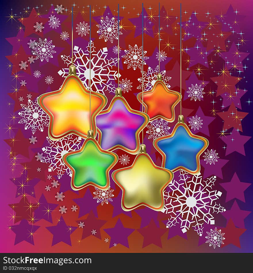 Abstract Christmas Background With Colored Stars