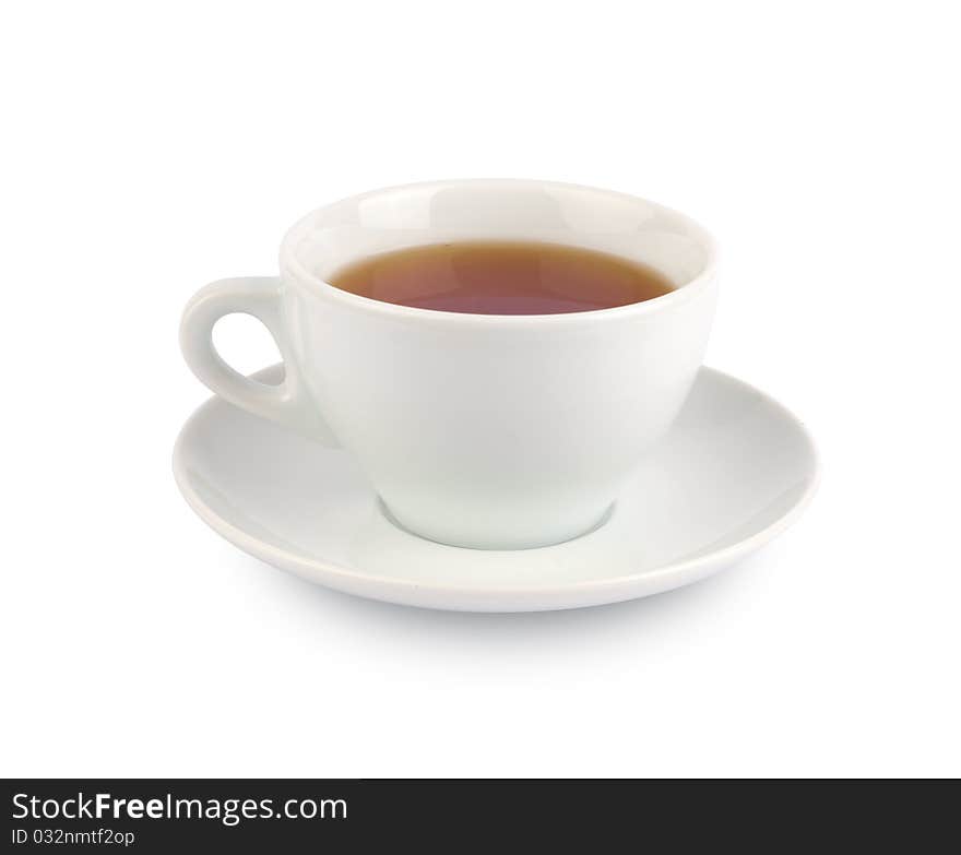 Cup of black tea. Isolated on white background