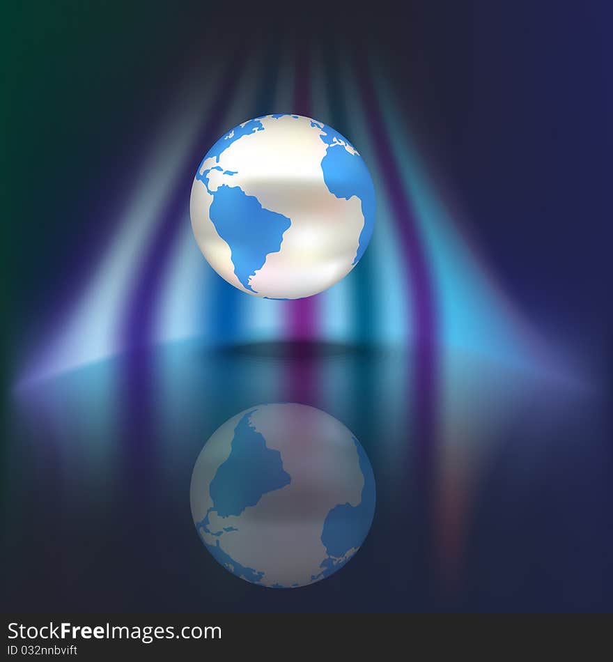 Abstract background with globe on blue