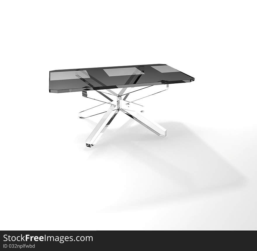 Rectangular transparency glass table on white background. Rectangular transparency glass table on white background