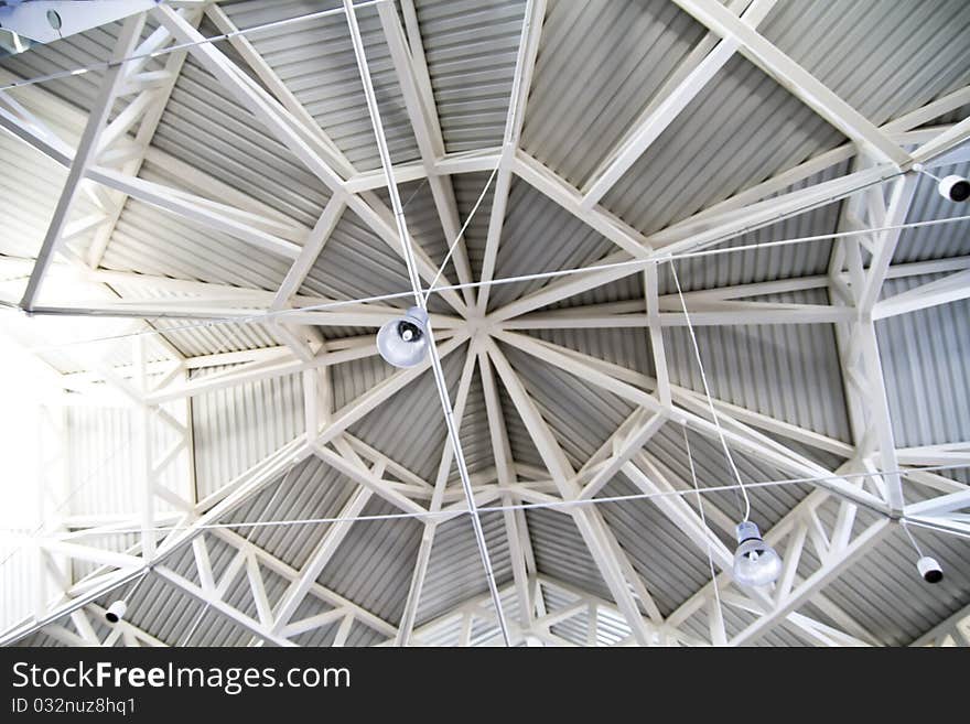 Architecture, white metal roof structure. Architecture, white metal roof structure