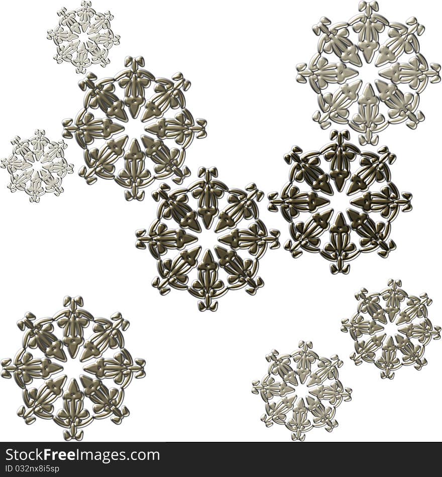 Collection of snowflakes with white background