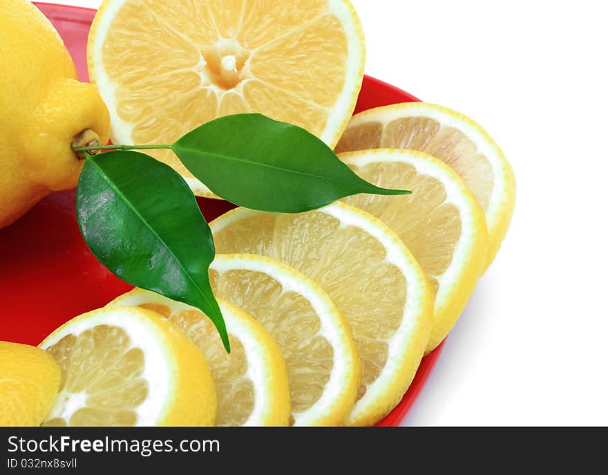 Lemon ripe fruit on a white background