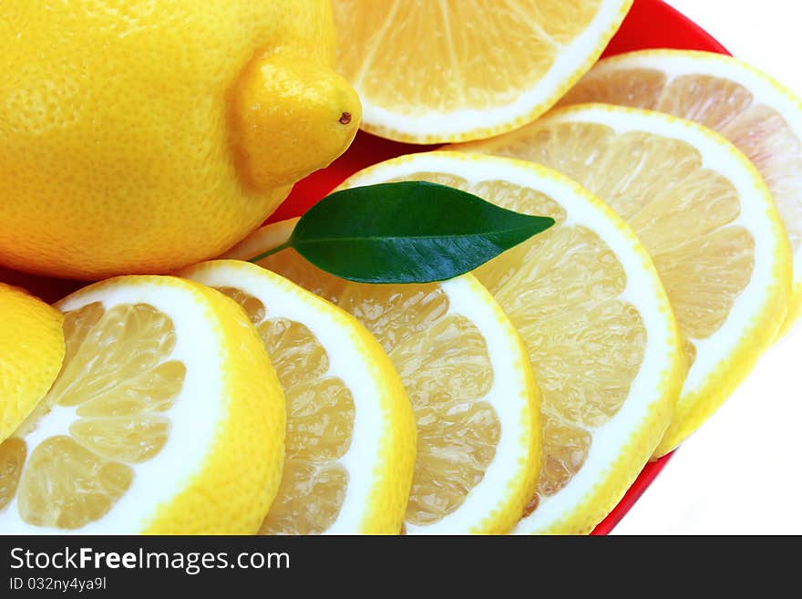 Lemon ripe fruit on a white background