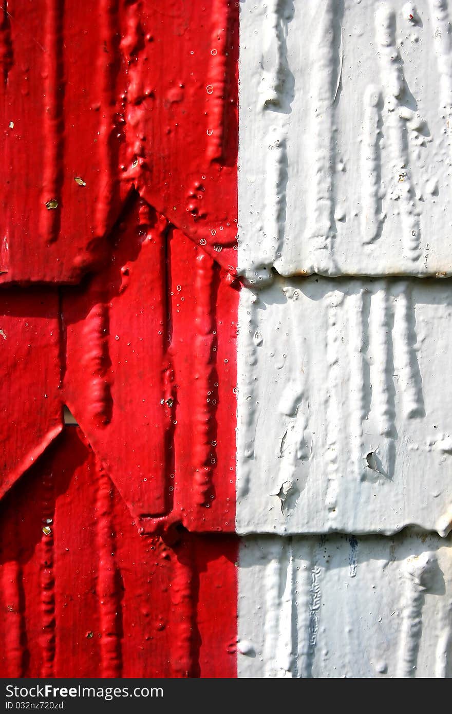 Abstract of red and white walls