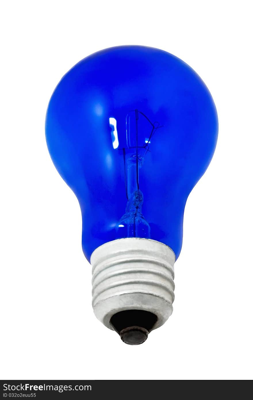 Blue light bulb, isolated on white background